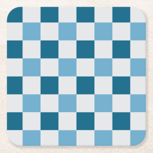 Posavasos Cuadrado De Papel Patrón De Tablero Blanco Y Azul