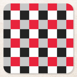 Posavasos Cuadrado De Papel Patrón de tablero de ajedrez editable