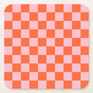 Posavasos Cuadrado De Papel Patrón de tablero de naranja y tablero de control