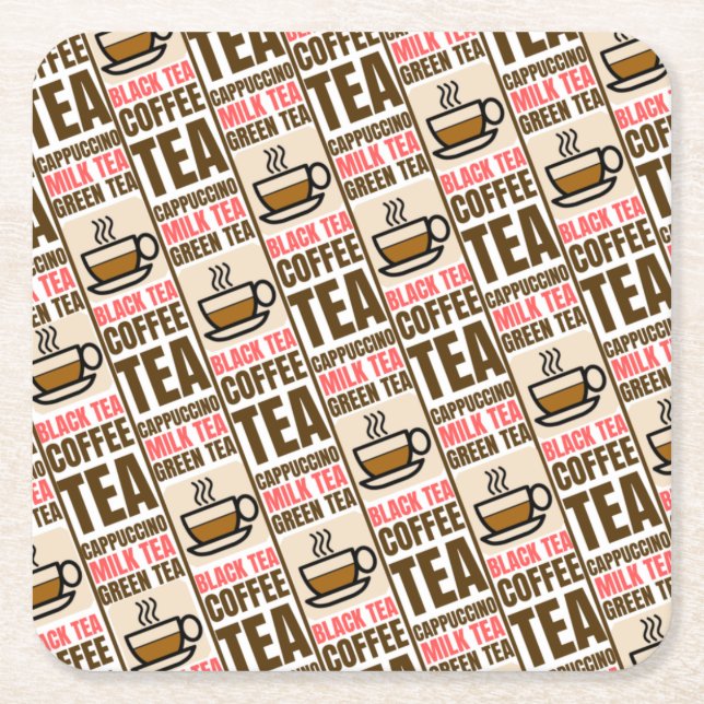 Posavasos Cuadrado De Papel PATRÓN DE TÉ DE CAFÉ, Papel (Anverso)