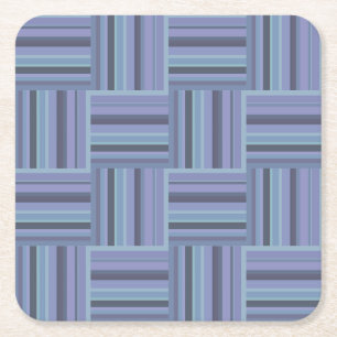 Posavasos Cuadrado De Papel Patrón de tejido de rayas de color azul-gris