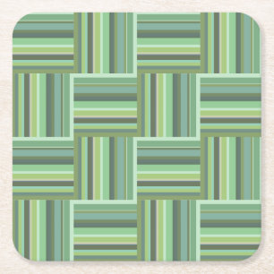 Posavasos Cuadrado De Papel Patrón de tejido de rayas de color verde oliva
