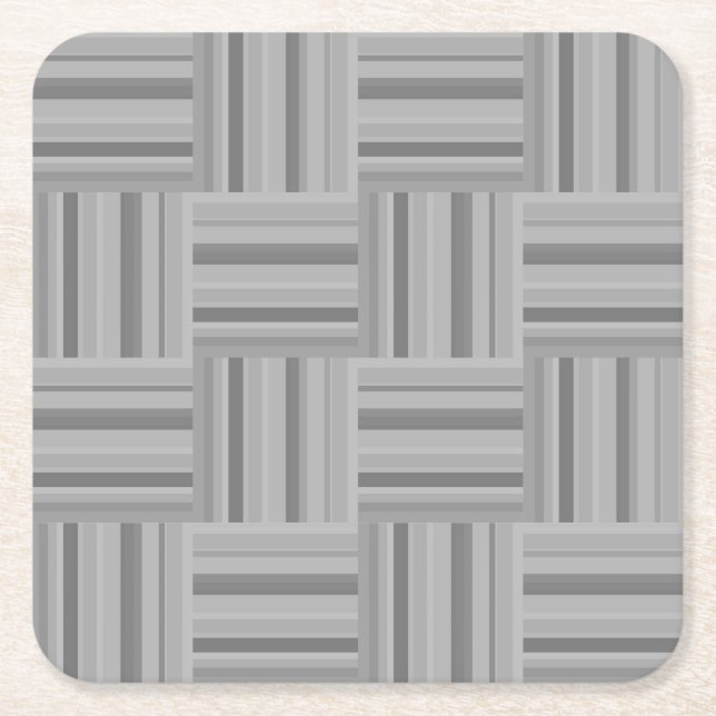 Posavasos Cuadrado De Papel Patrón de tejido de rayas grises (Anverso)