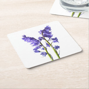Posavasos Cuadrado De Papel Patrón de tela de campanilla azul.