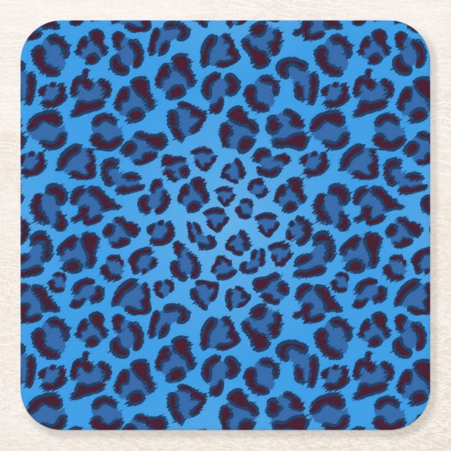 Posavasos Cuadrado De Papel patrón de textura de leopardo azul (Anverso)