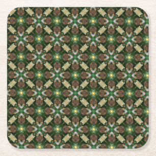 Posavasos Cuadrado De Papel Patrón de tonos de pino de árbol de Navidad