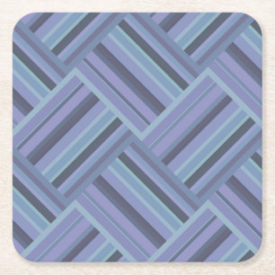 Posavasos Cuadrado De Papel Patrón de trama de rayas diagonales azul-gris
