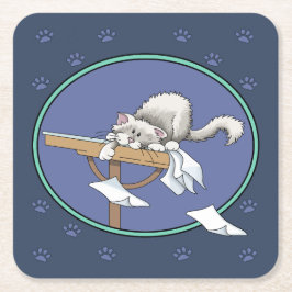 Posavasos Cuadrado De Papel Patrón de travesía de gatos