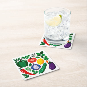 Posavasos Cuadrado De Papel patrón de vegetales