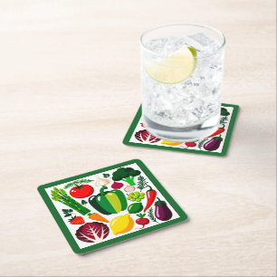 Posavasos Cuadrado De Papel patrón de vegetales