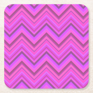 Posavasos Cuadrado De Papel Patrón de zigzag de rayas rosas