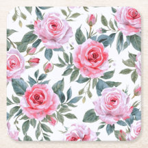 Patrón Elegante de Acuarela de Rosa Rosa