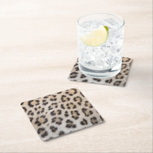 Posavasos Cuadrado De Papel Patrón elegante de estampado de piel de leopardo d