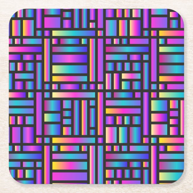 Posavasos Cuadrado De Papel Patrón Estilo Moderno - Moda Tartán Geométrico (Anverso)