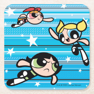 Posavasos Cuadrado De Papel Patrón estrella de Chicas Powerpuff