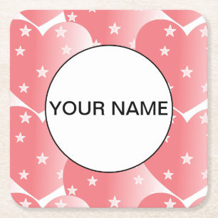 Posavasos Cuadrado De Papel Patrón Estrella Rosa Cuta