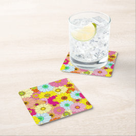 Posavasos Cuadrado De Papel patrón floral