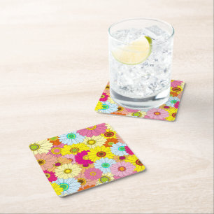 Posavasos Cuadrado De Papel patrón floral