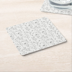 Posavasos Cuadrado De Papel Patrón floral botánico victoriano oscuro y melancó