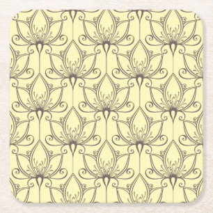Posavasos Cuadrado De Papel Patrón floral crema