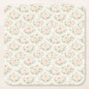 Posavasos Cuadrado De Papel Patrón floral nupcial