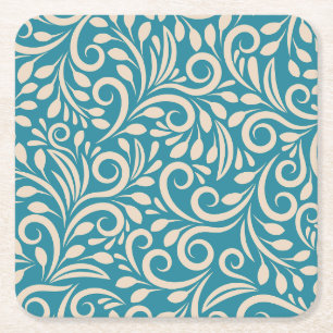 Posavasos Cuadrado De Papel Patrón floral sin soldadura