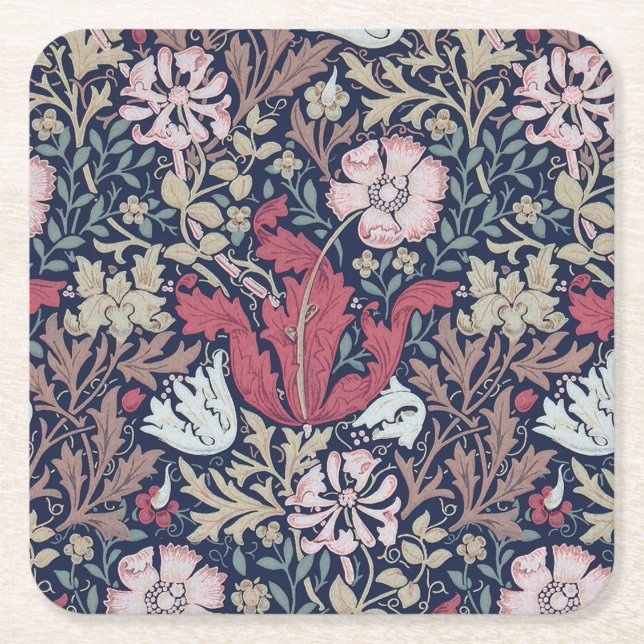 Posavasos Cuadrado De Papel Patrón floral vintage, William Morris (Anverso)
