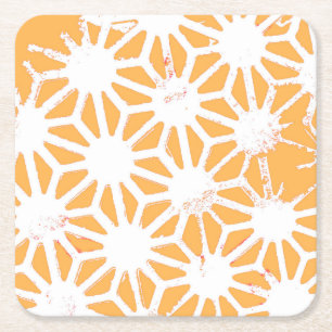 Posavasos Cuadrado De Papel Patrón geométrico amarillo