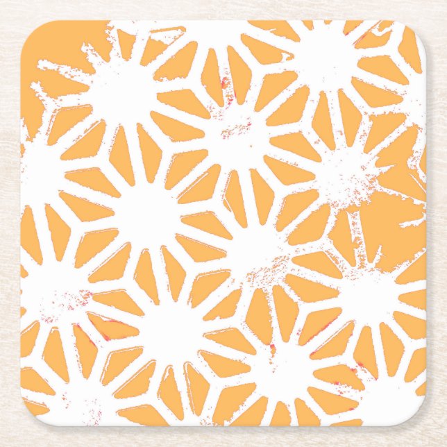 Posavasos Cuadrado De Papel Patrón geométrico amarillo (Anverso)