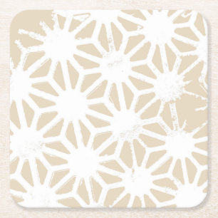 Posavasos Cuadrado De Papel Patrón geométrico beige