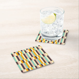 Posavasos Cuadrado De Papel Patrón geométrico colorido con rayas verticales