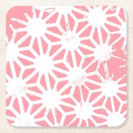 Posavasos Cuadrado De Papel Patrón geométrico coral
