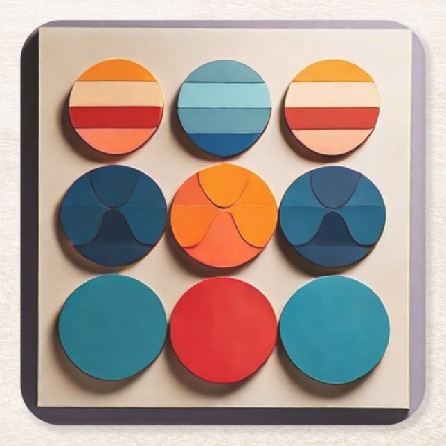 Posavasos Cuadrado De Papel Patrón geométrico moderno del siglo medio (Anverso)