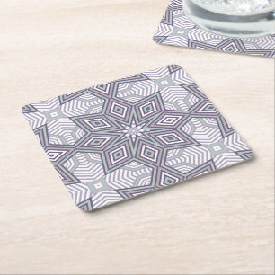 Posavasos Cuadrado De Papel Patrón geométrico multicolor retro