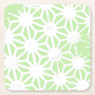 Posavasos Cuadrado De Papel Patrón geométrico verde de Apple