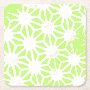 Posavasos Cuadrado De Papel Patrón geométrico verde limón