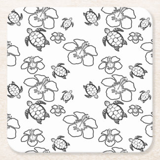 Posavasos Cuadrado De Papel Patrón hawaiano de papel de color para adultos