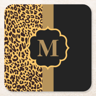 Posavasos Cuadrado De Papel Patrón leopardo