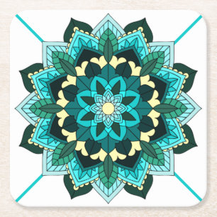 Posavasos Cuadrado De Papel Patrón Mandala 02 en la montaña de papel cuadrado