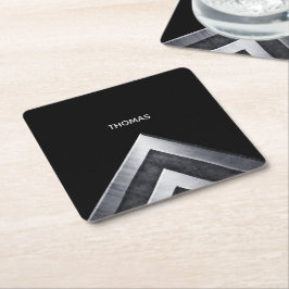Posavasos Cuadrado De Papel Patrón Metalizado elegante monogramado