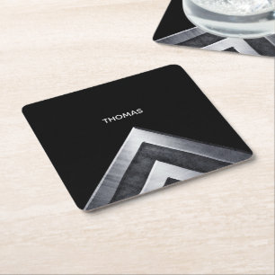 Posavasos Cuadrado De Papel Patrón Metalizado elegante monogramado