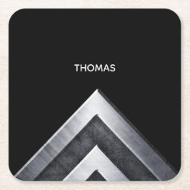 Posavasos Cuadrado De Papel Patrón Metalizado elegante monogramado