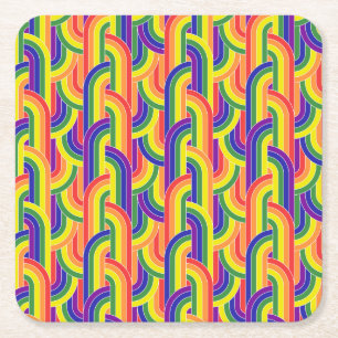 Posavasos Cuadrado De Papel Patrón moderno arco iris