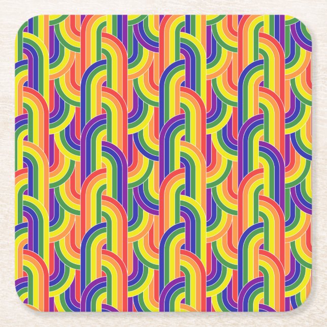 Posavasos Cuadrado De Papel Patrón moderno arco iris (Anverso)