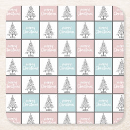 Posavasos Cuadrado De Papel Patrón moderno rosa y azul pastel de los navidades
