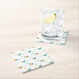 Posavasos Cuadrado De Papel Patrón moderno Starburst Mid Century