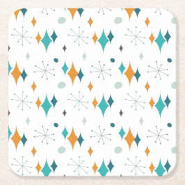 Posavasos Cuadrado De Papel Patrón moderno Starburst Mid Century
