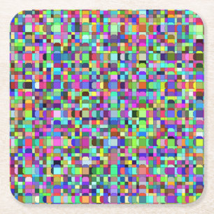 Posavasos Cuadrado De Papel Patrón multicolor de formas de cuadrados abstracto