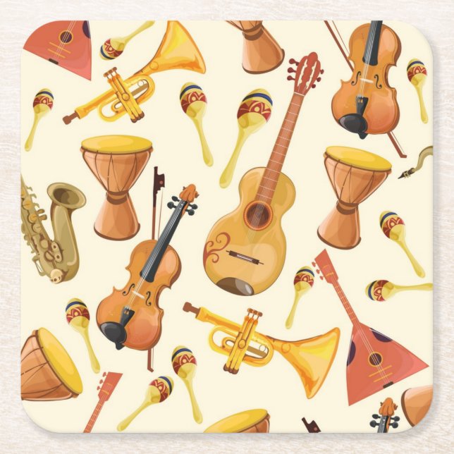 Posavasos Cuadrado De Papel Patrón musical (Anverso)