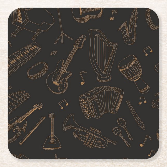 Posavasos Cuadrado De Papel Patrón musical (Anverso)